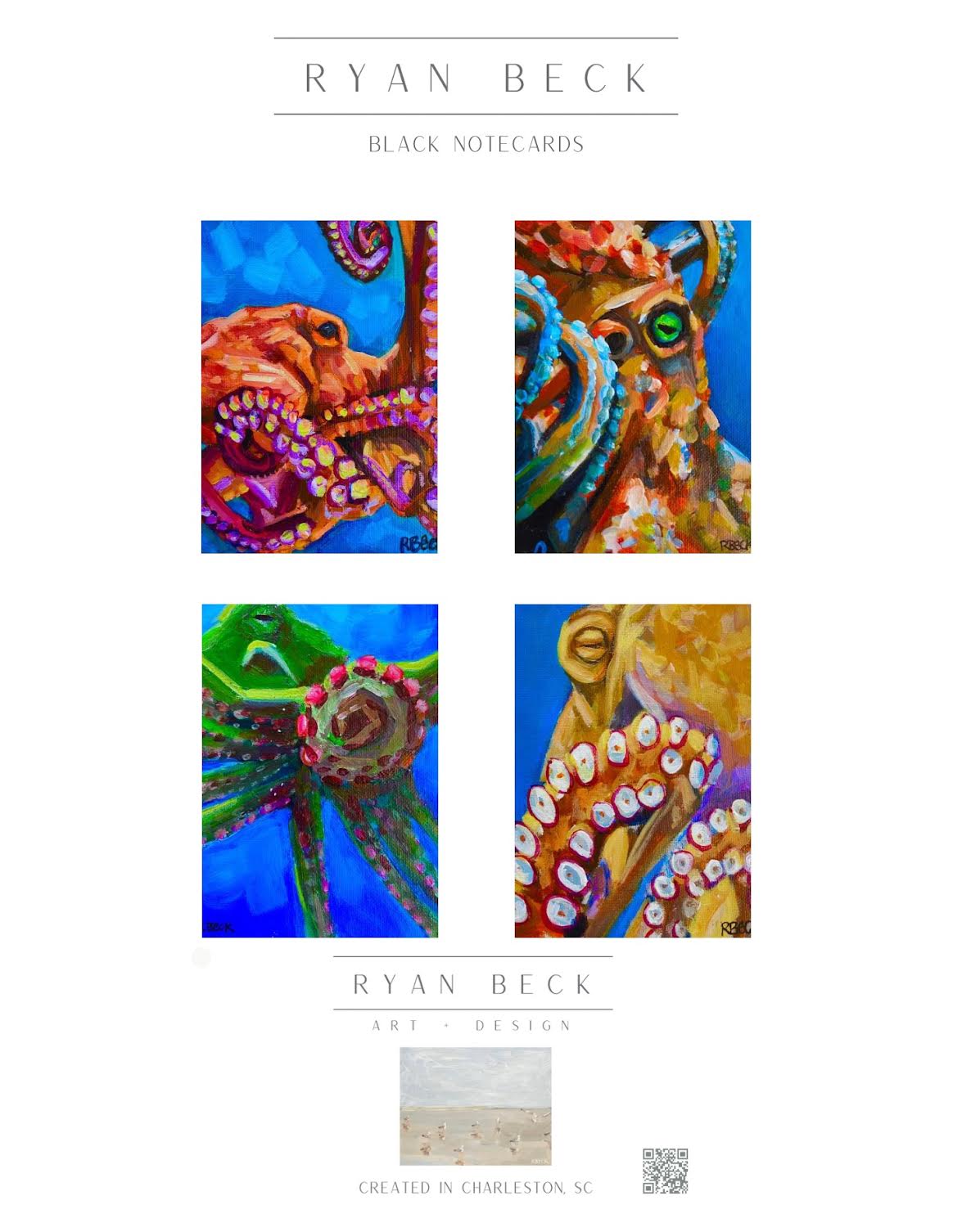 Octopus Notecards Set of 4