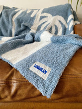 Load image into Gallery viewer, Dancing Palms Plush Throw - Chambray Blue