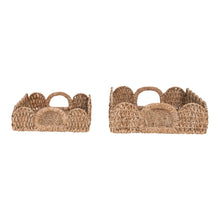Load image into Gallery viewer, Decorative Braided Trays w/ Handles &amp; Scalloped Edge