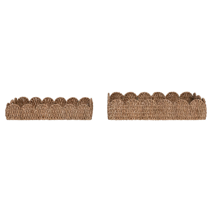 Decorative Braided Trays w/ Handles & Scalloped Edge