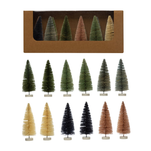 Sisal Bottle Brush Tree with Wood Base/ Set of 12