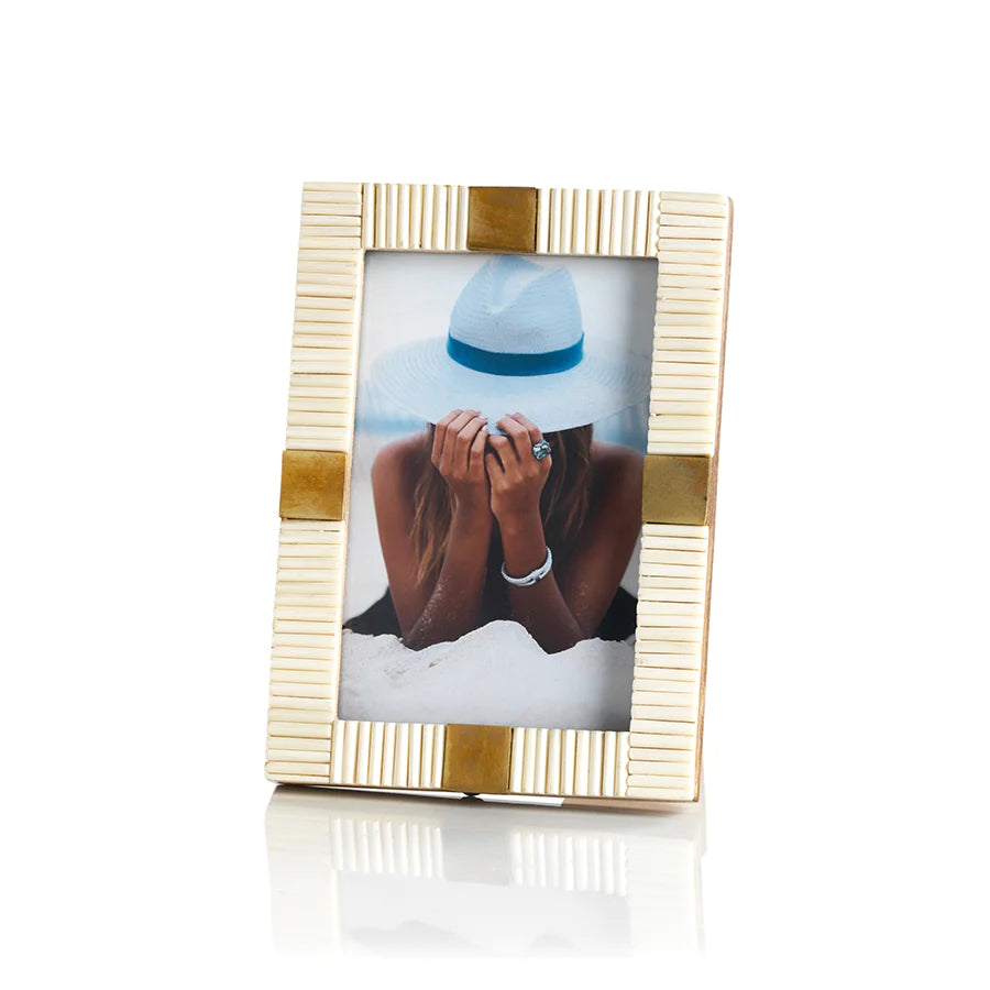 Bone with Brass Trim Photo Frame/ 4"x6"
