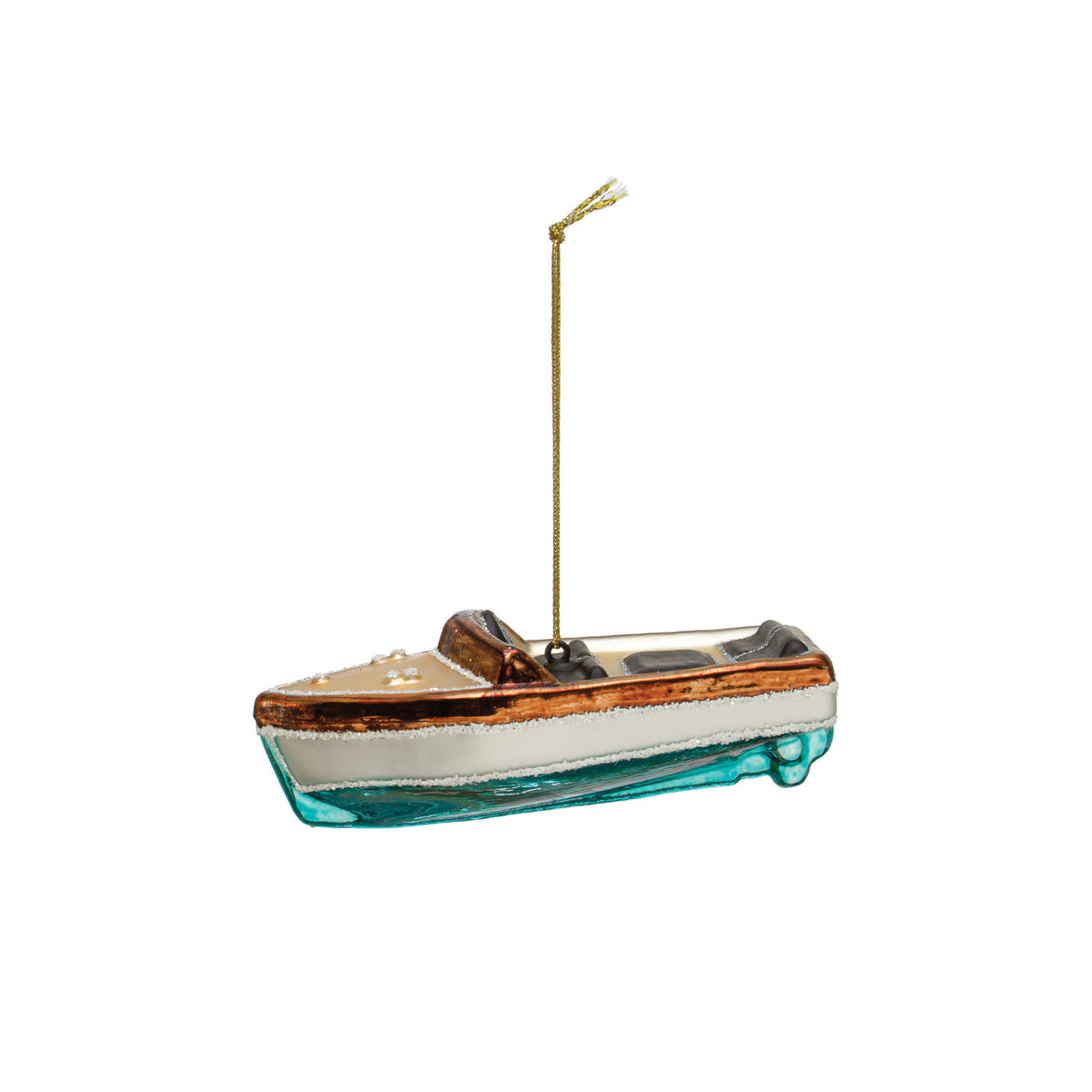 Hand Painted Glass Boat Ornament