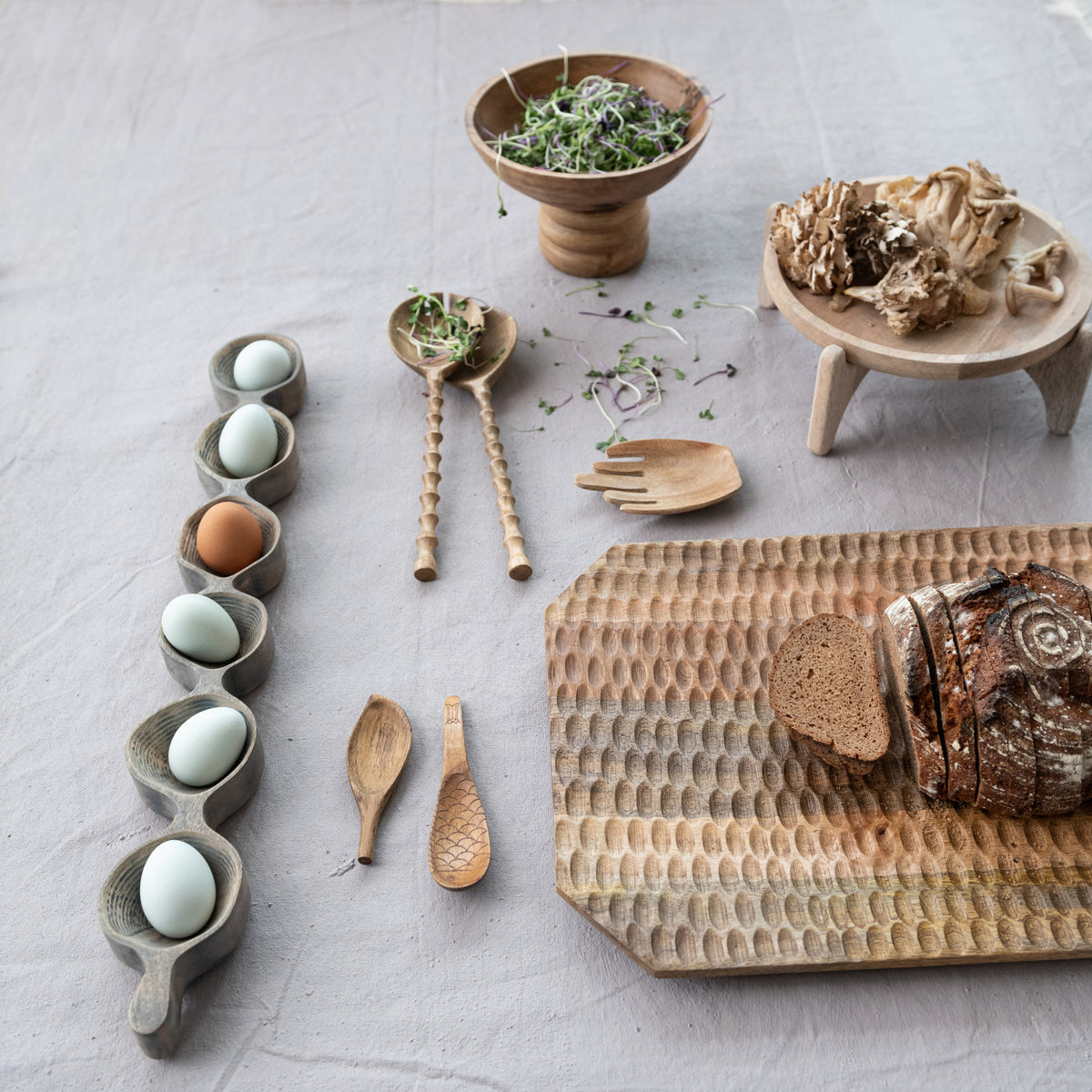 Salad Servers w/ Carved Handles
