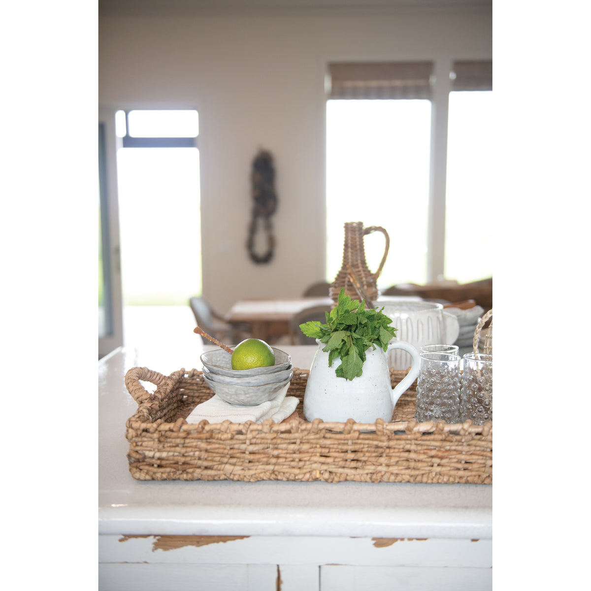 Large Handwoven Seagrass Tray w/ Handles