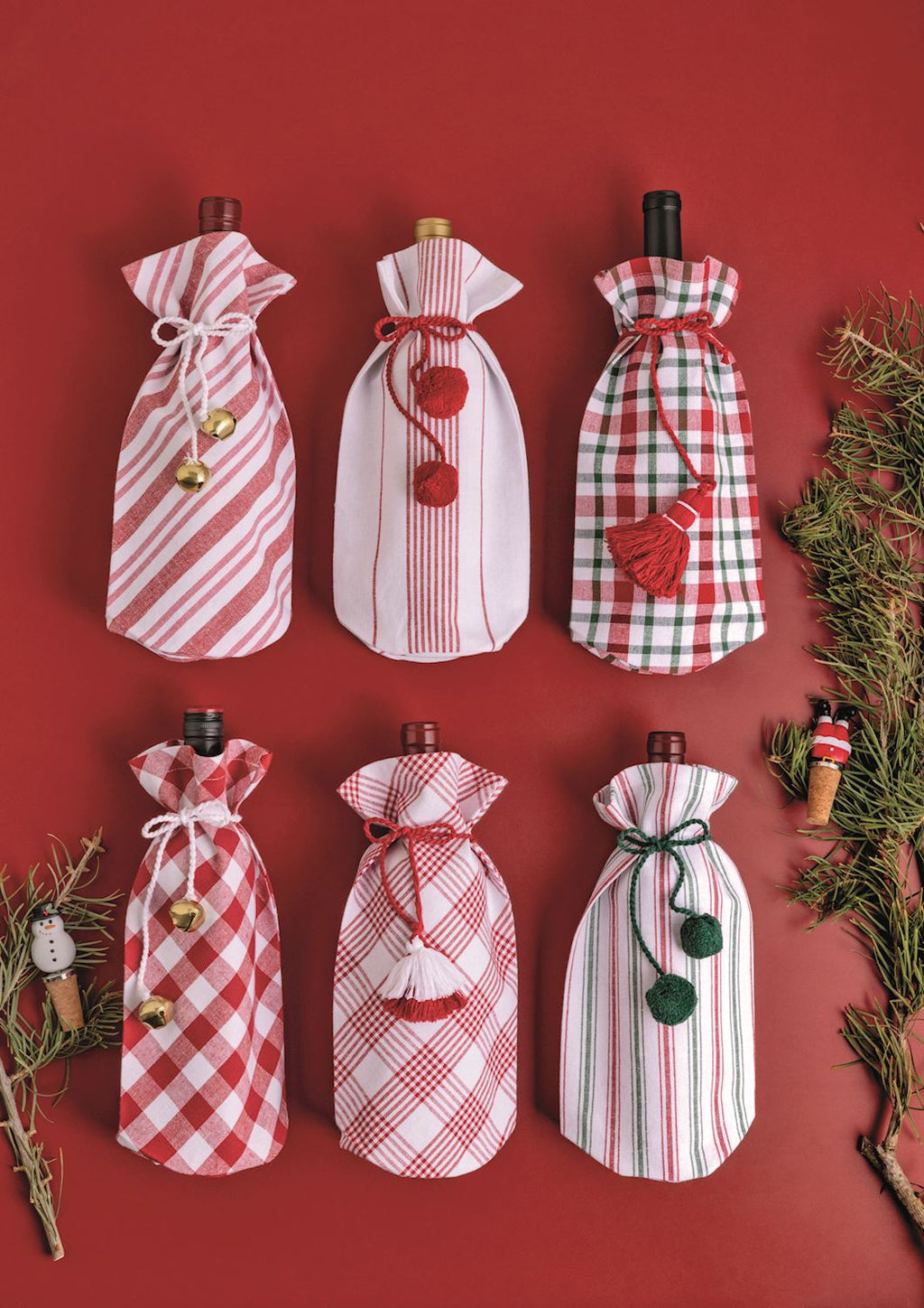 Red Pink Cloth Wine Bag