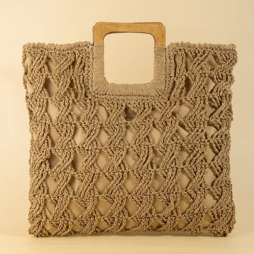 Square Straw Braided Tote Bag: IV