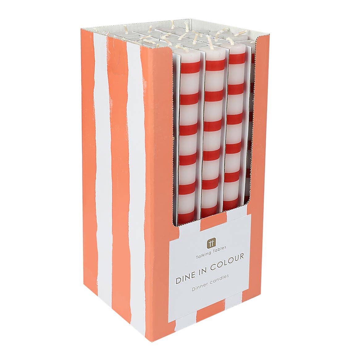 Red & White Stripe Candles - 25 Units Display | Summer Decor |