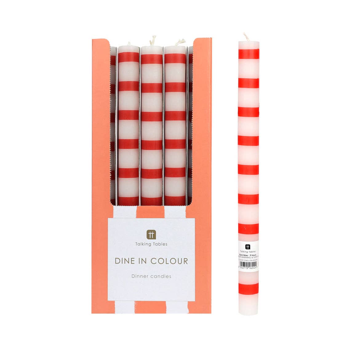 Red & White Stripe Candles - 25 Units Display | Summer Decor |