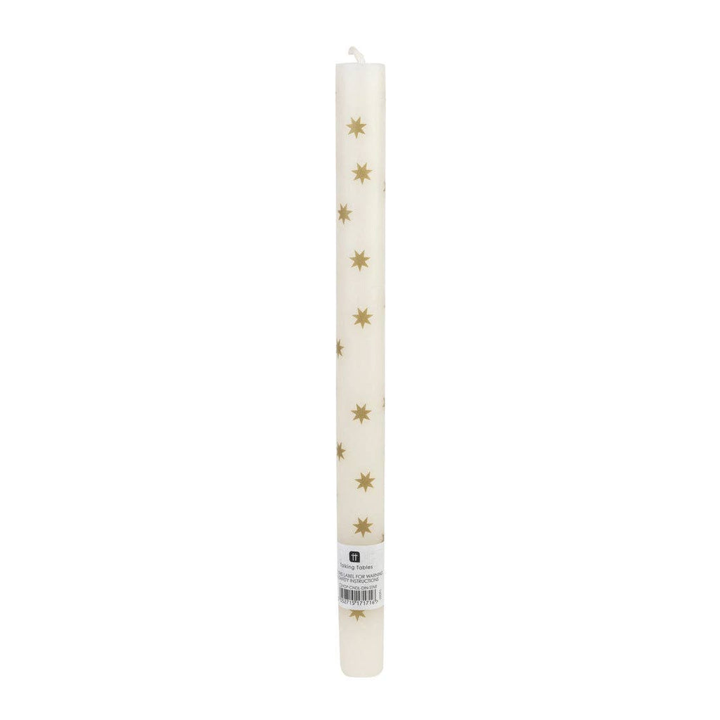 Gold Star Straight Dinner Candles - 12 Units Display | Christmas |