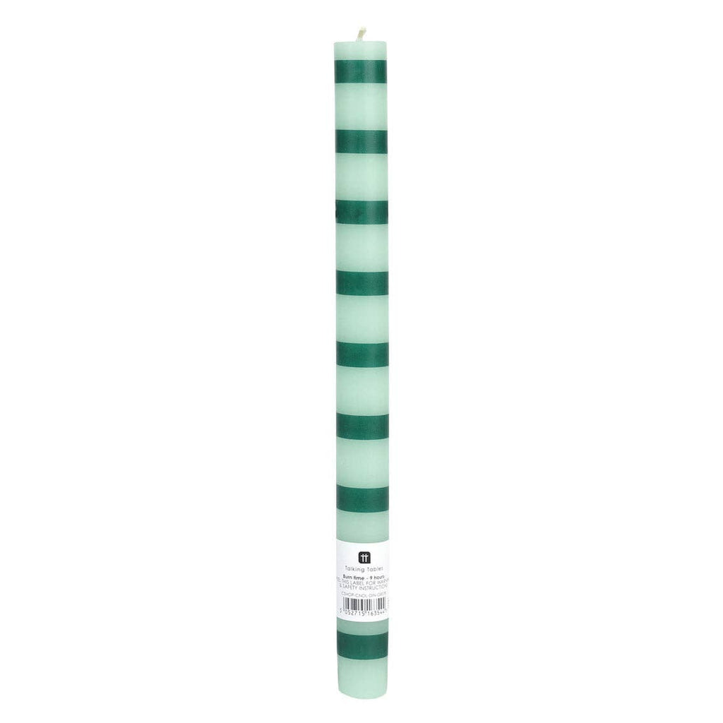 Green Stripe Dinner Candles - 25 Units Display | Christmas Home Decor |