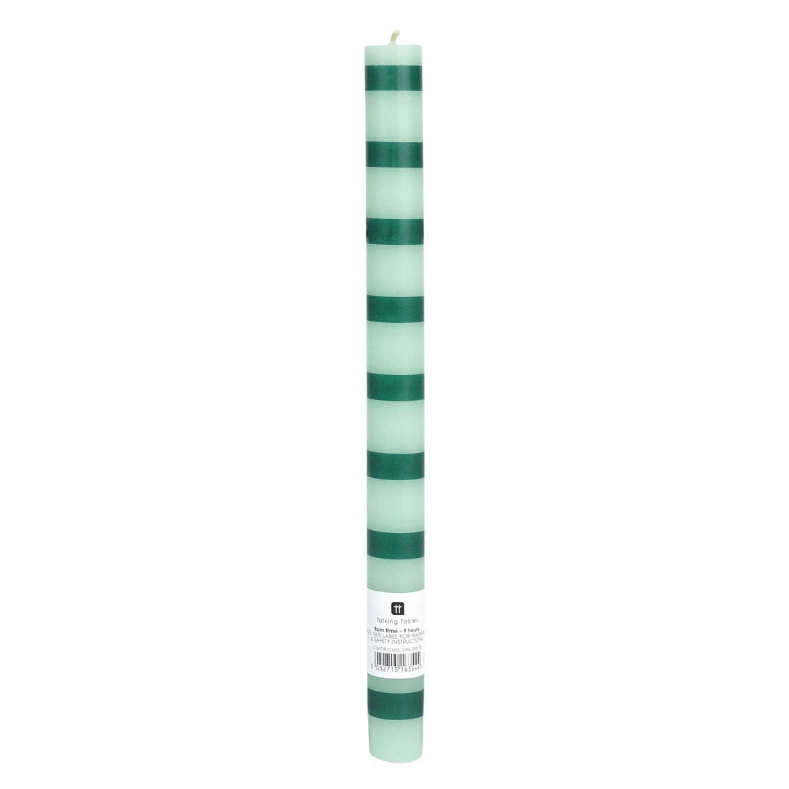 Green Stripe Dinner Candles - 25 Units Display | Christmas Home Decor |
