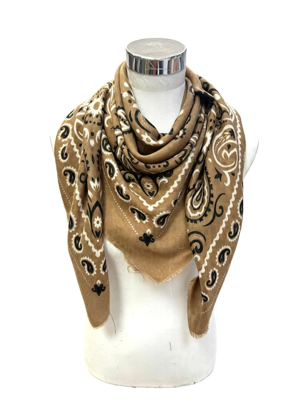 Large Woolen Square Bandana: Light taupe
