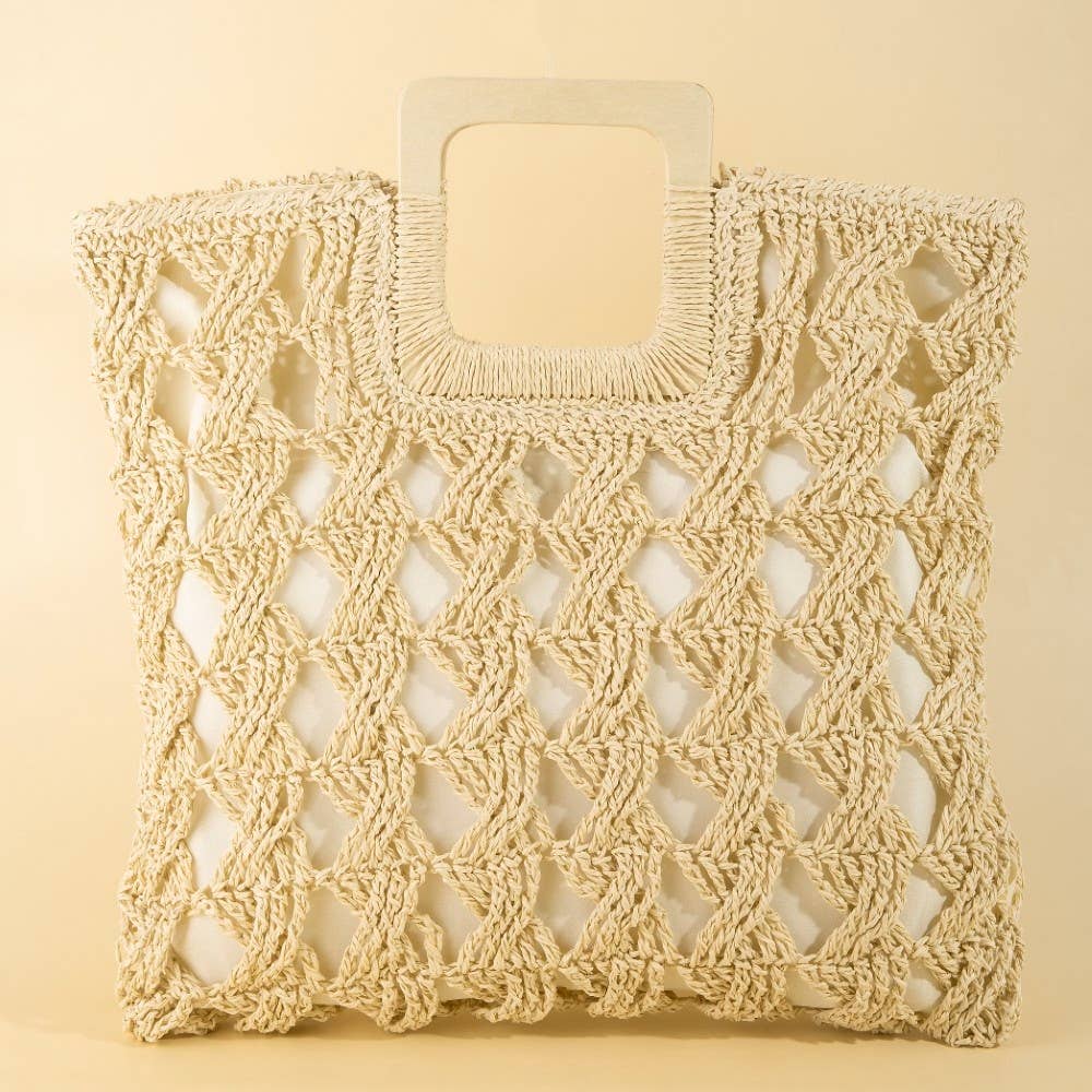 Square Straw Braided Tote Bag: IV