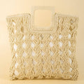Square Straw Braided Tote Bag: IV