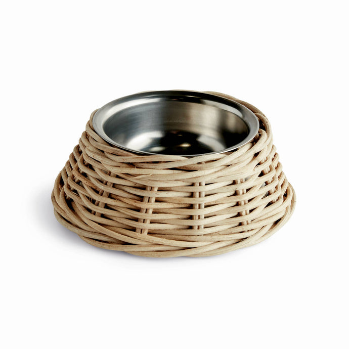 Normandy Rattan Pet Bowl Small, Gray