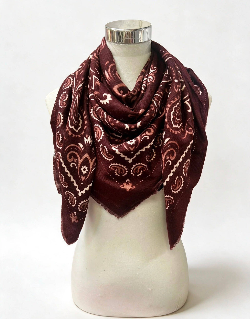 Large Woolen Square Bandana/ Bordeaux