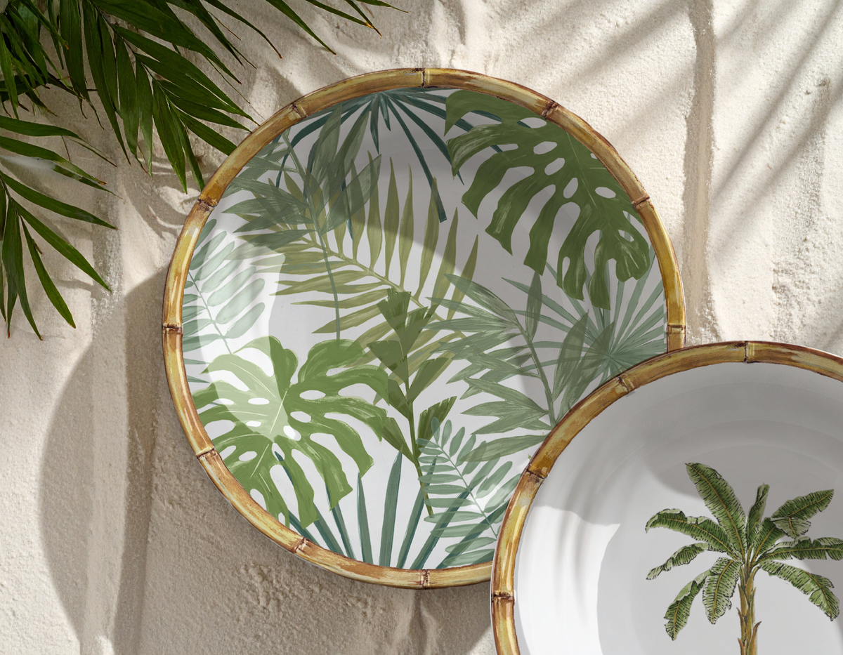 Rainforest Palm Microwavable Melamine Dinnerware Collection: Low Bowl