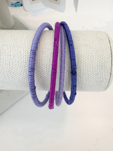 Bangle Stack Bracelets, Purple Solid Size Medium