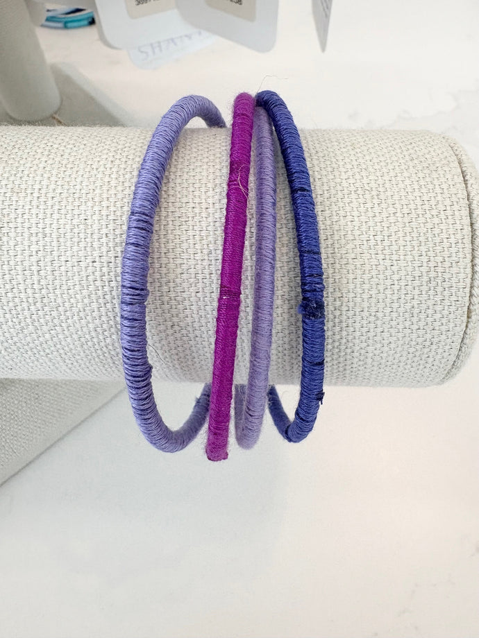 Bangle Stack Bracelets, Purple Solid Size Medium