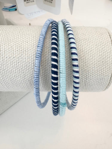 Bangle Stack Bracelets, Blue Stripes Size Medium