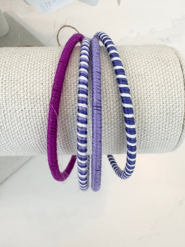 Bangle Bracelet Stack, Purple Stripe Size Medium