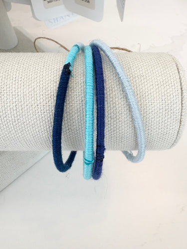 Bangle Bracelet Stack, Blue Solid Size Small