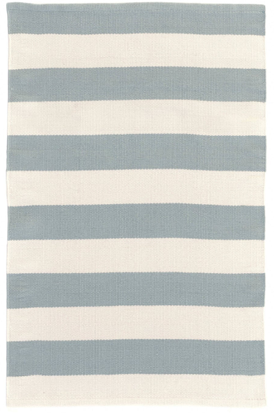 Catamaran Stripe Indoor/Outdoor Rug in Light Blue/Ivory (Special Order at SHANTY SHOPPE)