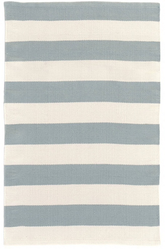 Catamaran Stripe Indoor/Outdoor Rug in Light Blue/Ivory (Special Order at SHANTY SHOPPE)