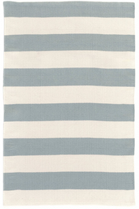 Catamaran Stripe Indoor/Outdoor Rug in Light Blue/Ivory (Special Order at SHANTY SHOPPE)