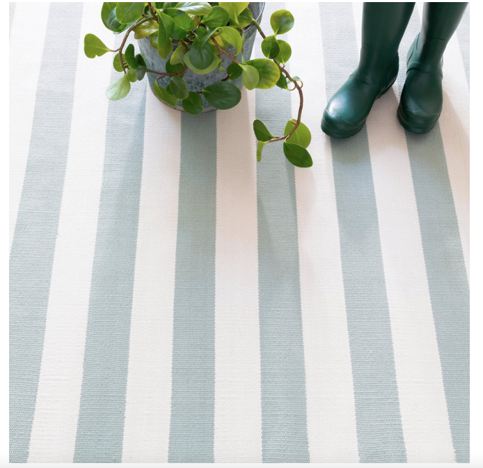 Catamaran Stripe Indoor/Outdoor Rug in Light Blue/Ivory (Special Order at SHANTY SHOPPE)