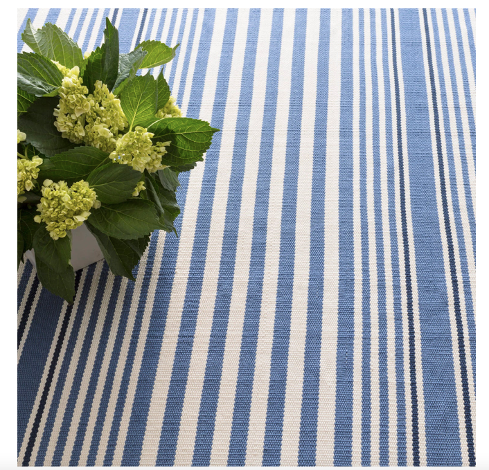 Rugby Stripe Indoor/Outdoor Rug in Denim (Special Order at SHANTY SHOPPE)