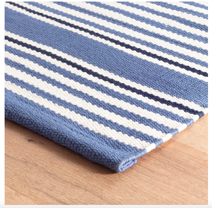Rugby Stripe Indoor/Outdoor Rug in Denim (Special Order at SHANTY SHOPPE)
