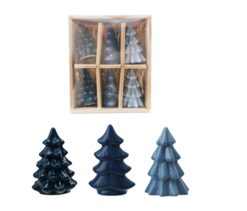 Blue Stoneware Trees