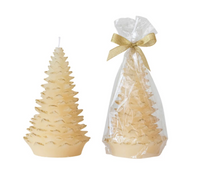 Load image into Gallery viewer, Unscented Tree Shaped Candle w/ Gold Tips, Eggnog Color