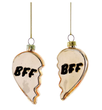 BFF Heart Set of 2 Ornaments