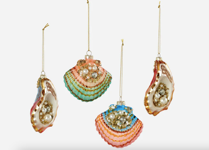Scallop / Oyster Shell Ornament - 4 Assorted