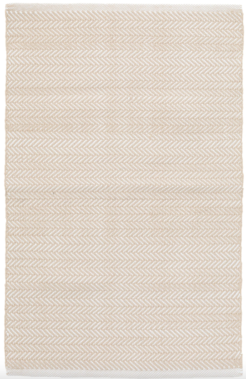Dash & Albert Herringbone Linen/White Handwoven Indoor/Outdoor Rug