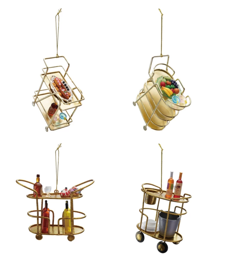 Metal Bar Cart Ornament/  4 Styles