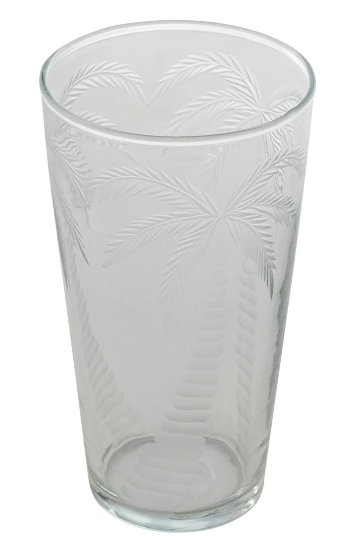 12 oz. Etched Drinking Glasses with Palm Trees/ Set of 6