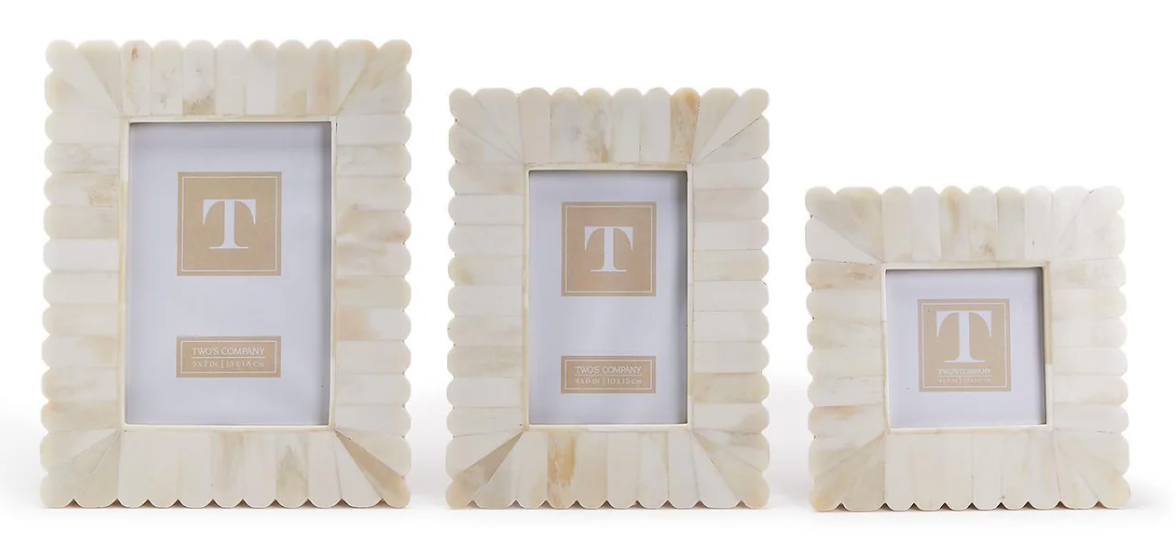 Scalloped Bone Picture Frame/ 3 Sizes