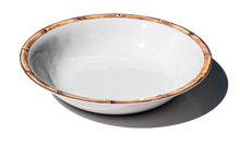 Load image into Gallery viewer, Bamboo Rim Melamine Serve Bowl, White, 13.8"/ 126 oz