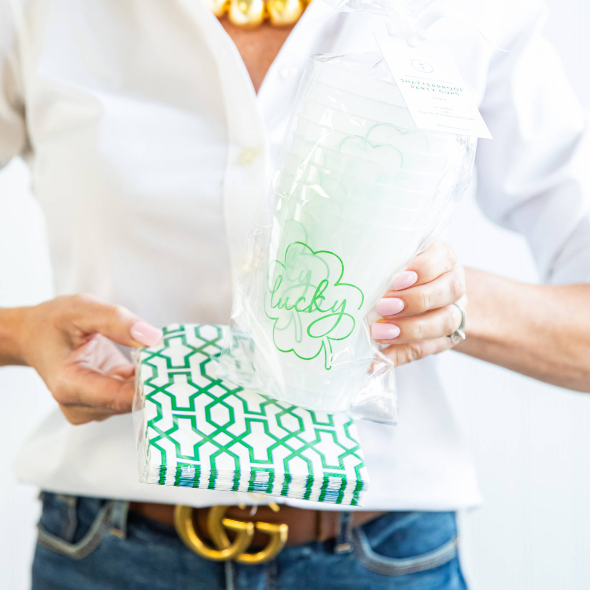 WH Paper Cocktail Napkins | Green Trellis