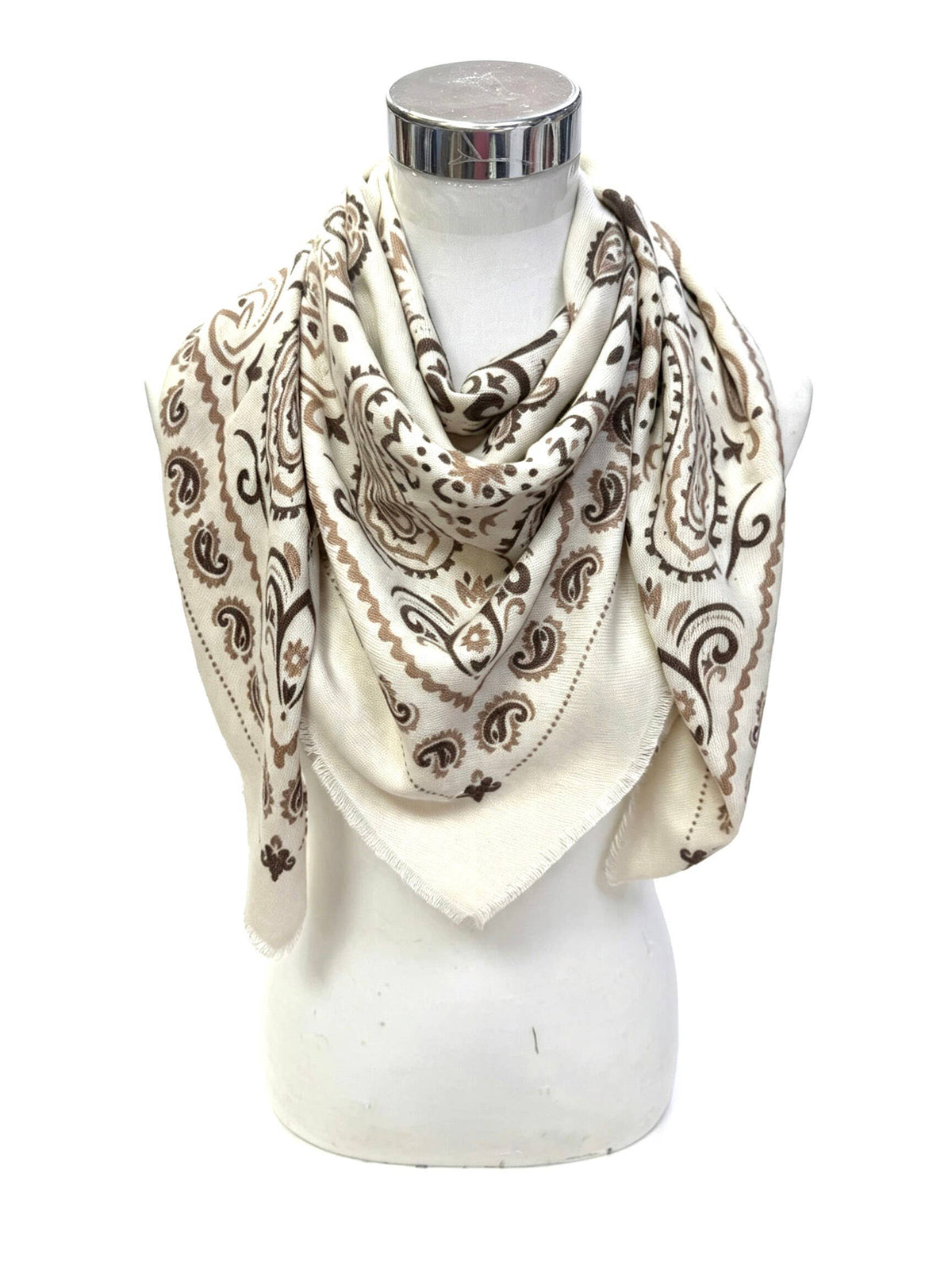 Large Woolen Square Bandana: Light taupe