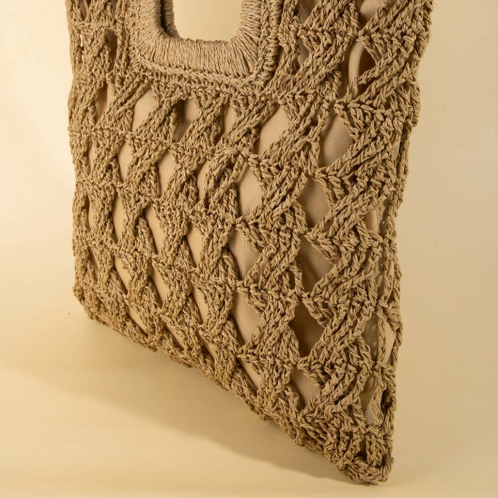 Square Straw Braided Tote Bag: IV