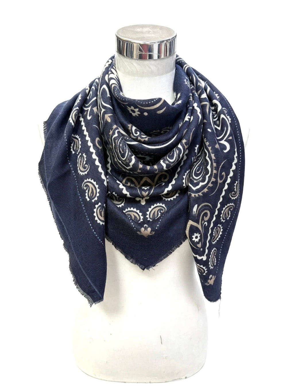Large Woolen Square Bandana: Light taupe