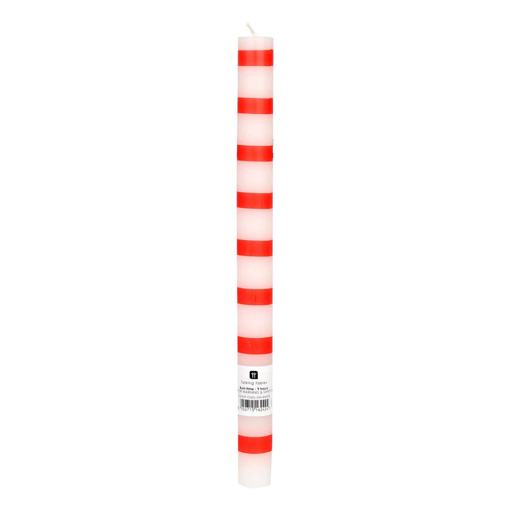 Red & White Stripe Candles - 25 Units Display | Summer Decor |