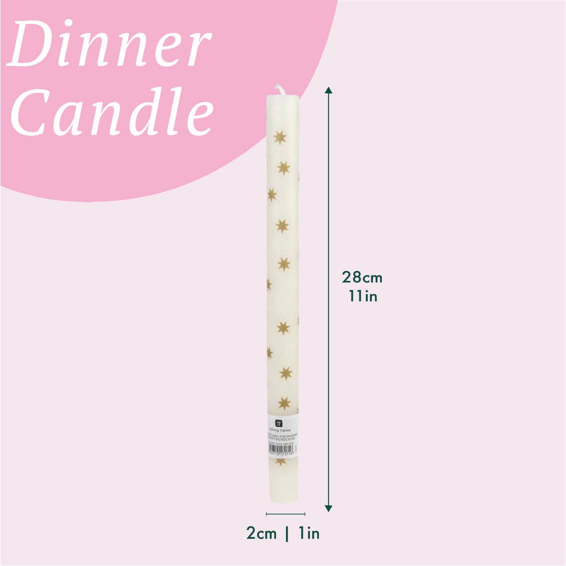 Gold Star Straight Dinner Candles - 12 Units Display | Christmas |