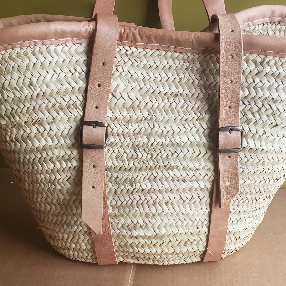 Large Leather Trimmed Backpack