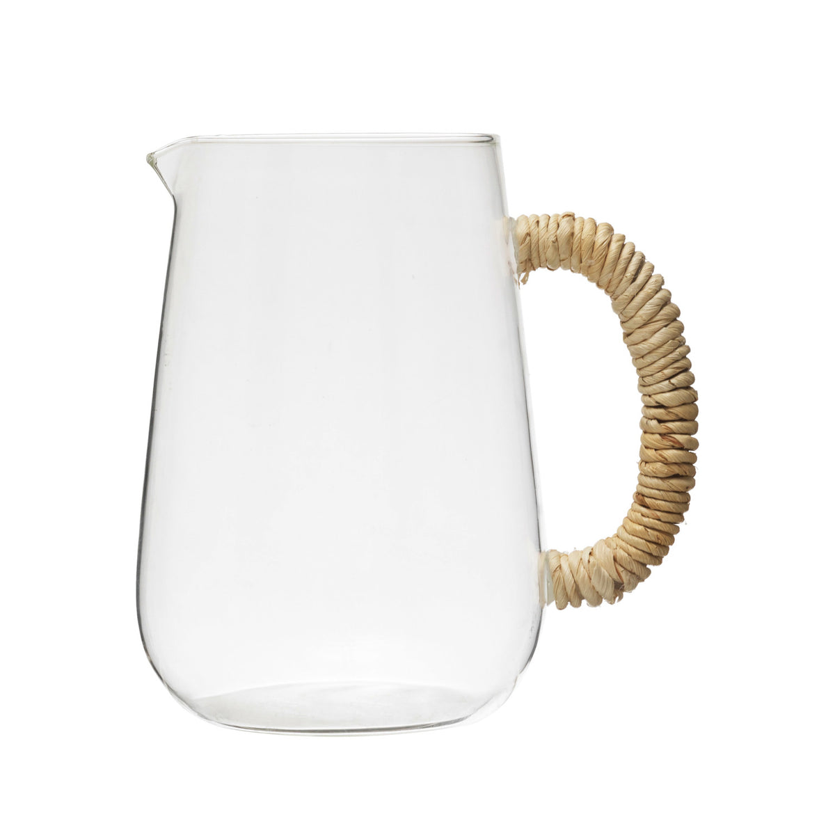 Glass Pitcher w/ Natural Wrapped Handle